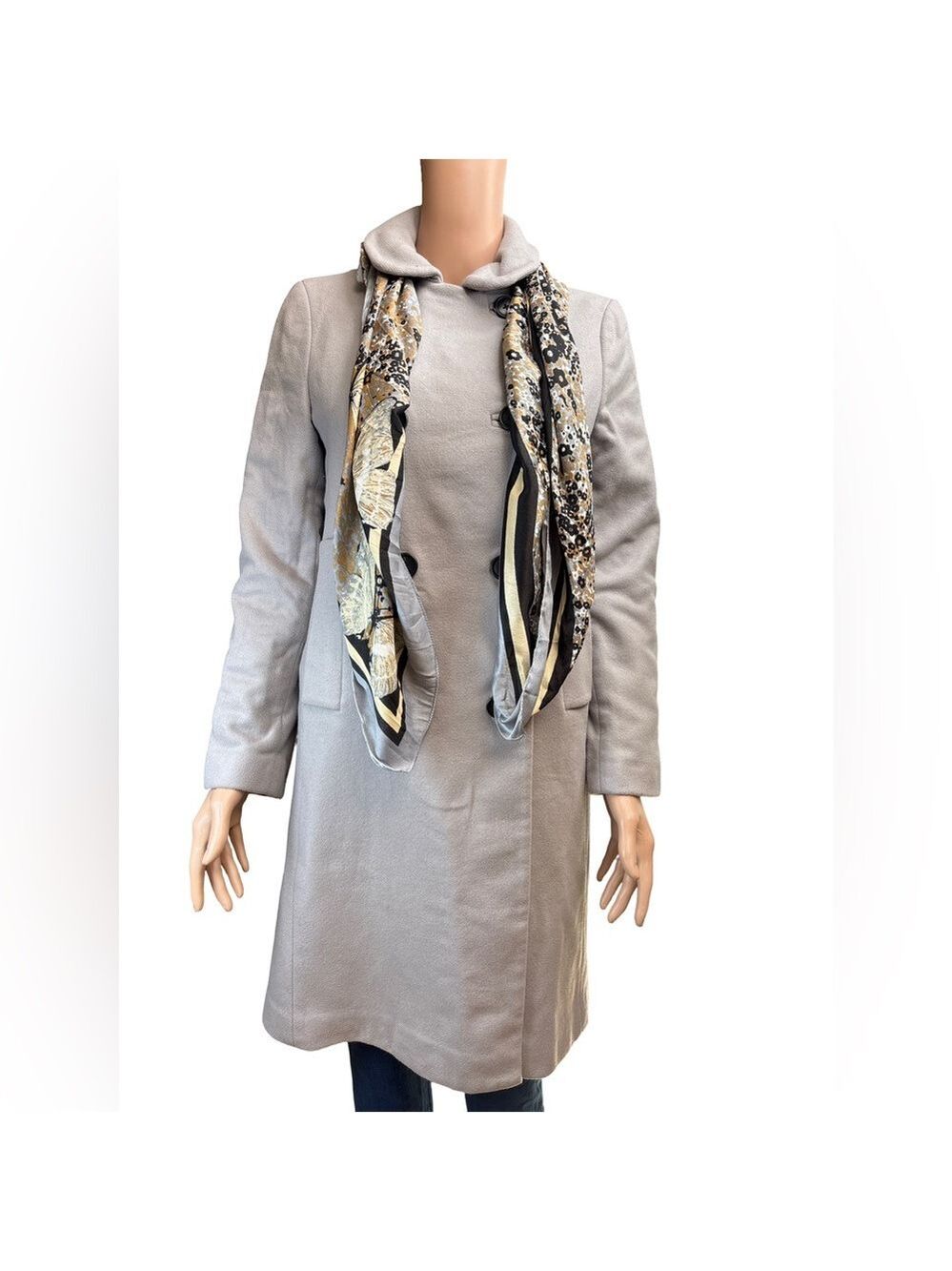 H Hilfiger Chic Women's Double-Breasted Wool-Cashmere Pea Coat in Gray Small